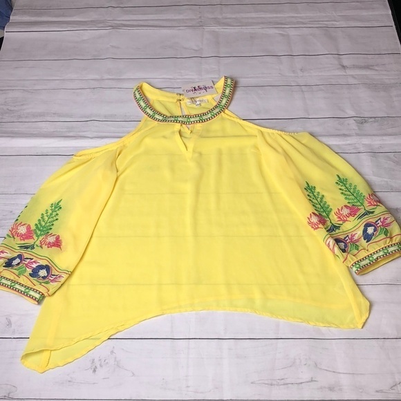 LULUMARI Peek A Boo Blouse w/ Embroidery Sz S - Picture 2 of 9